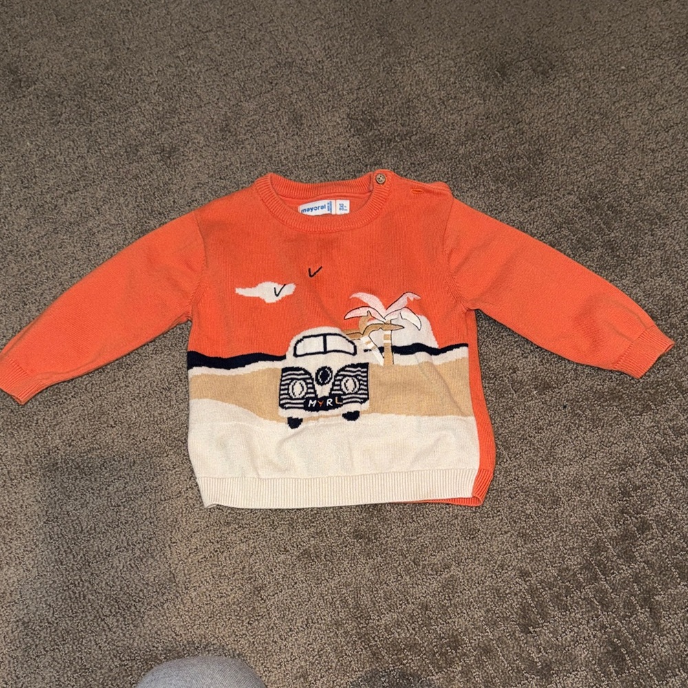 Mayoral Orange Sweater with Beach Scene